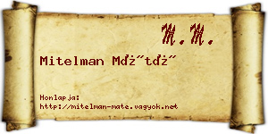Mitelman Máté névjegykártya